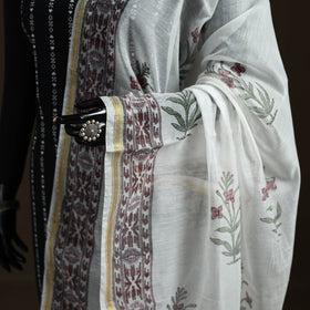 Sanganeri Hand Block Print Chanderi Silk Dupatta 53