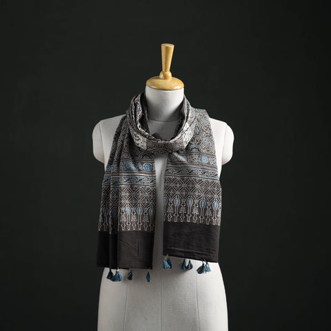 Pure Cotton Ajrakh Hand Block Print Natural Dyed Stole 09
