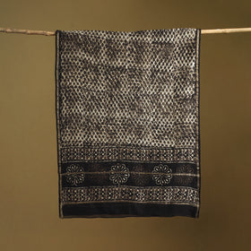 Brown - Pipad Hand Block Print Natural Dyed Chanderi Silk Handloom Dupatta 09