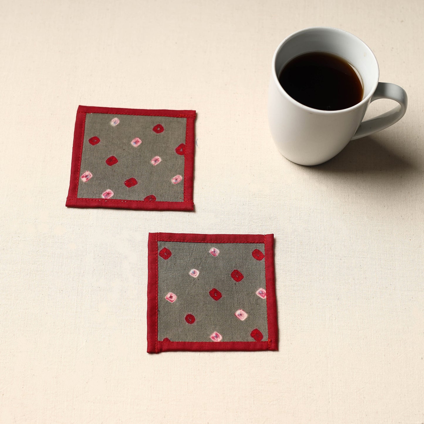 Grey Handmade Cotton Coasters (Set of 2)