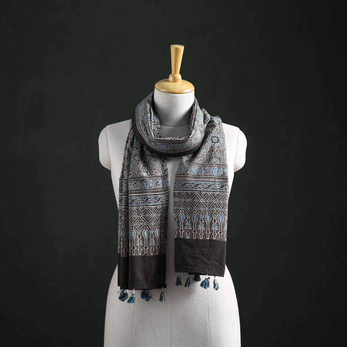 Pure Cotton Ajrakh Hand Block Print Natural Dyed Stole 10