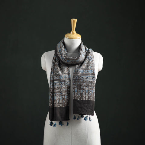 Pure Cotton Ajrakh Hand Block Print Natural Dyed Stole 10