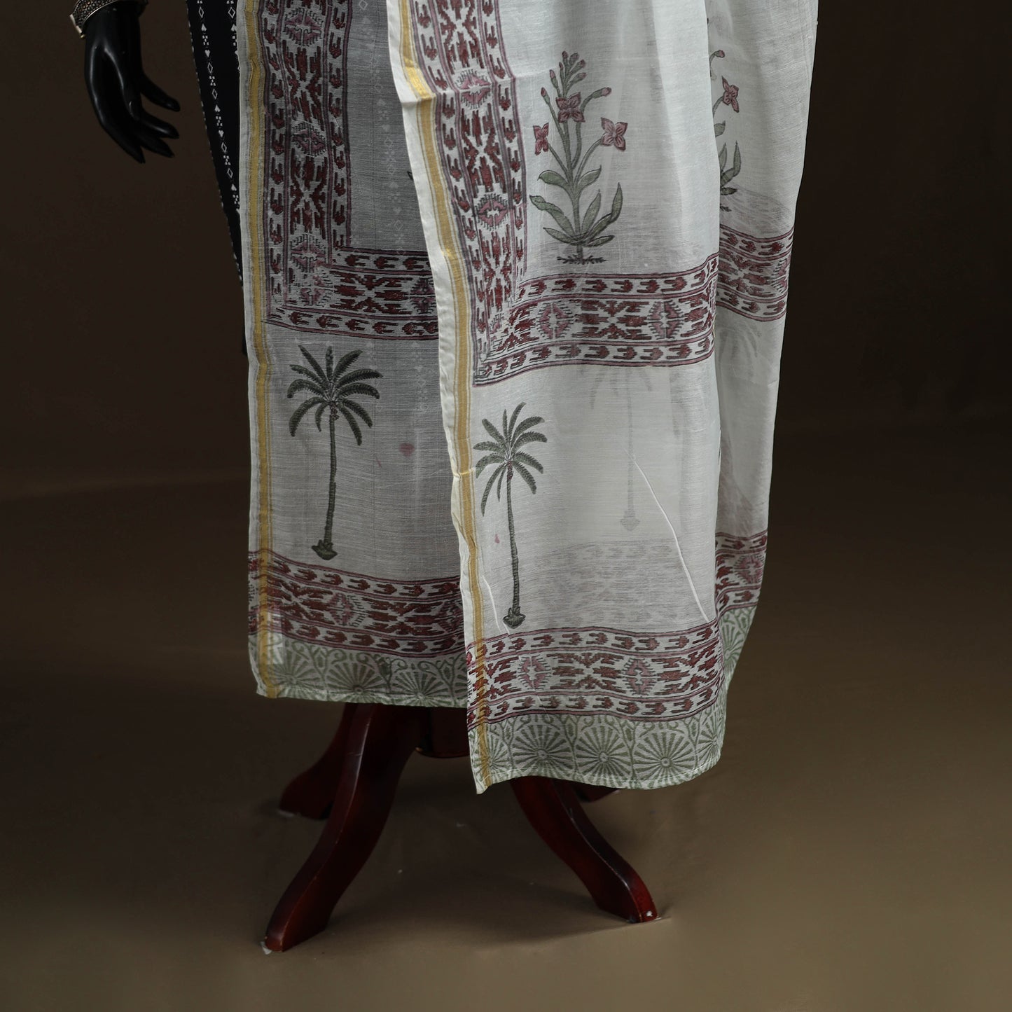Sanganeri Hand Block Print Chanderi Silk Dupatta 53
