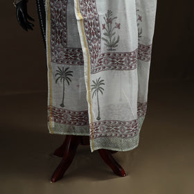 Sanganeri Hand Block Print Chanderi Silk Dupatta 53