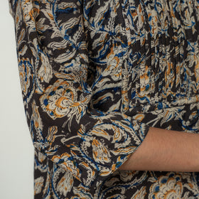 Kalamkari Block Print Cotton Pintuck Straight Kurta For Women