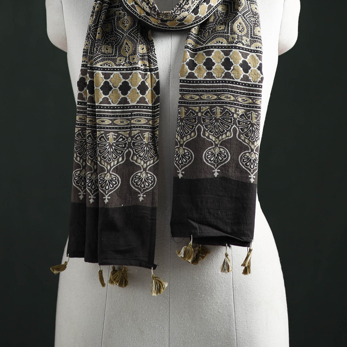 Pure Mul Cotton Ajrakh Hand Block Print Natural Dyed Stole 11