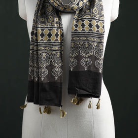 Pure Mul Cotton Ajrakh Hand Block Print Natural Dyed Stole 11