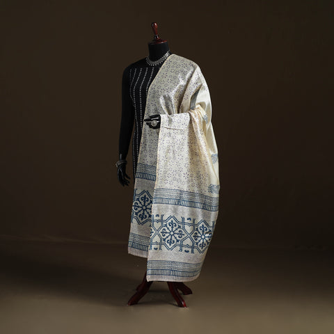 Sanganeri Hand Block Print Chanderi Silk Dupatta 54