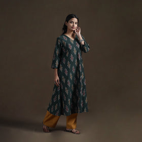 Cotton A-Line Pochampally Ikat Kurta for Women 05