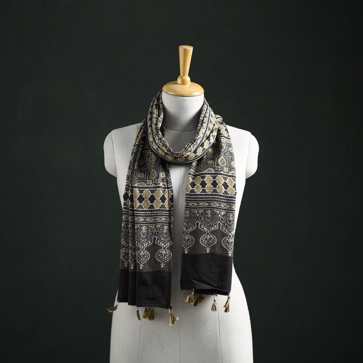 Pure Mul Cotton Ajrakh Hand Block Print Natural Dyed Stole 11