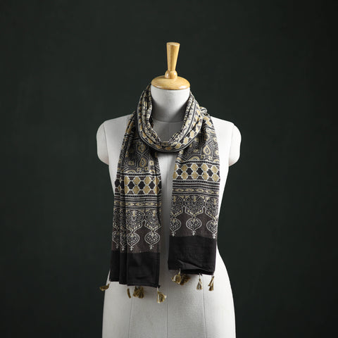 Pure Mul Cotton Ajrakh Hand Block Print Natural Dyed Stole 11