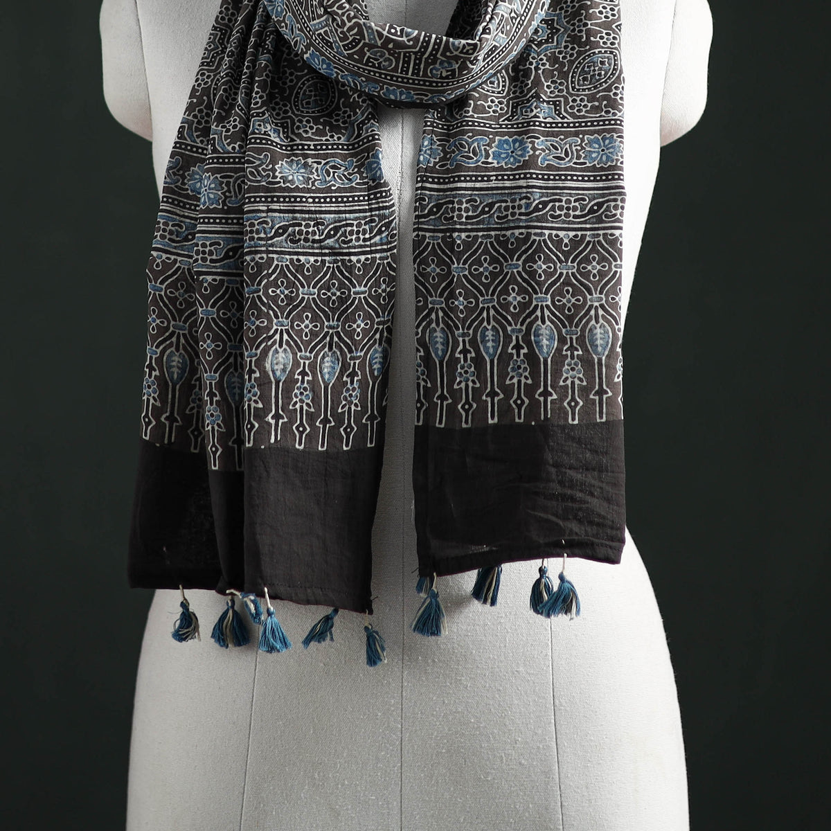 Pure Mul Cotton Ajrakh Hand Block Print Natural Dyed Stole 12