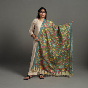 Green - Chanderi Silk Srikalahasti Handpainted Pen Kalamkari Dupatta 71