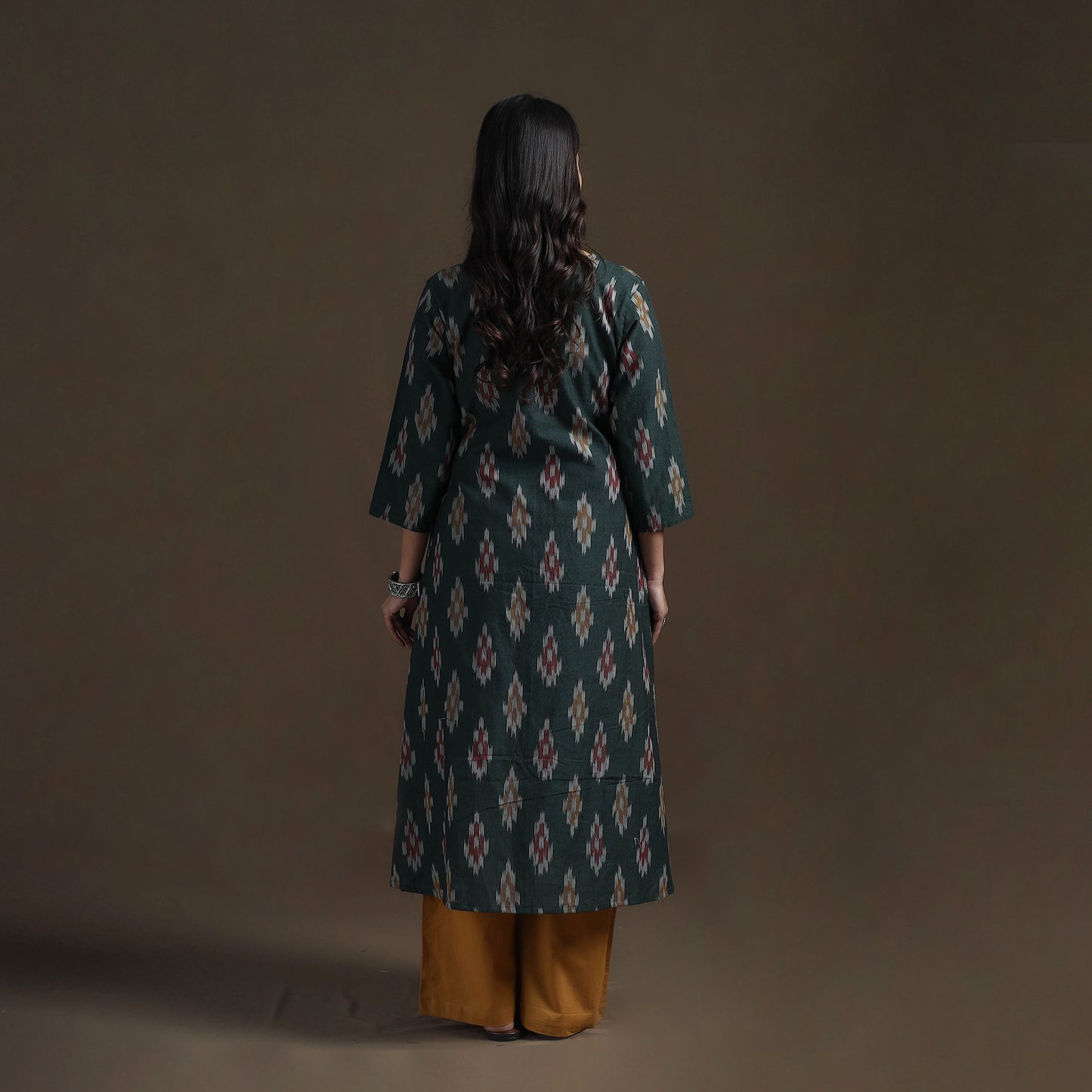 Cotton A-Line Pochampally Ikat Kurta for Women 05
