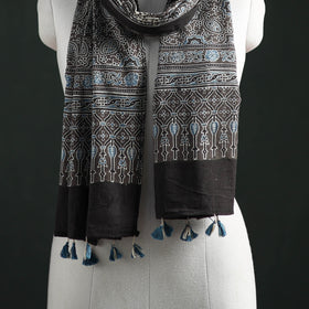 Pure Mul Cotton Ajrakh Hand Block Print Natural Dyed Stole 13