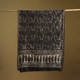 Brown - Pipad Hand Block Print Natural Dyed Chanderi Silk Handloom Dupatta 06