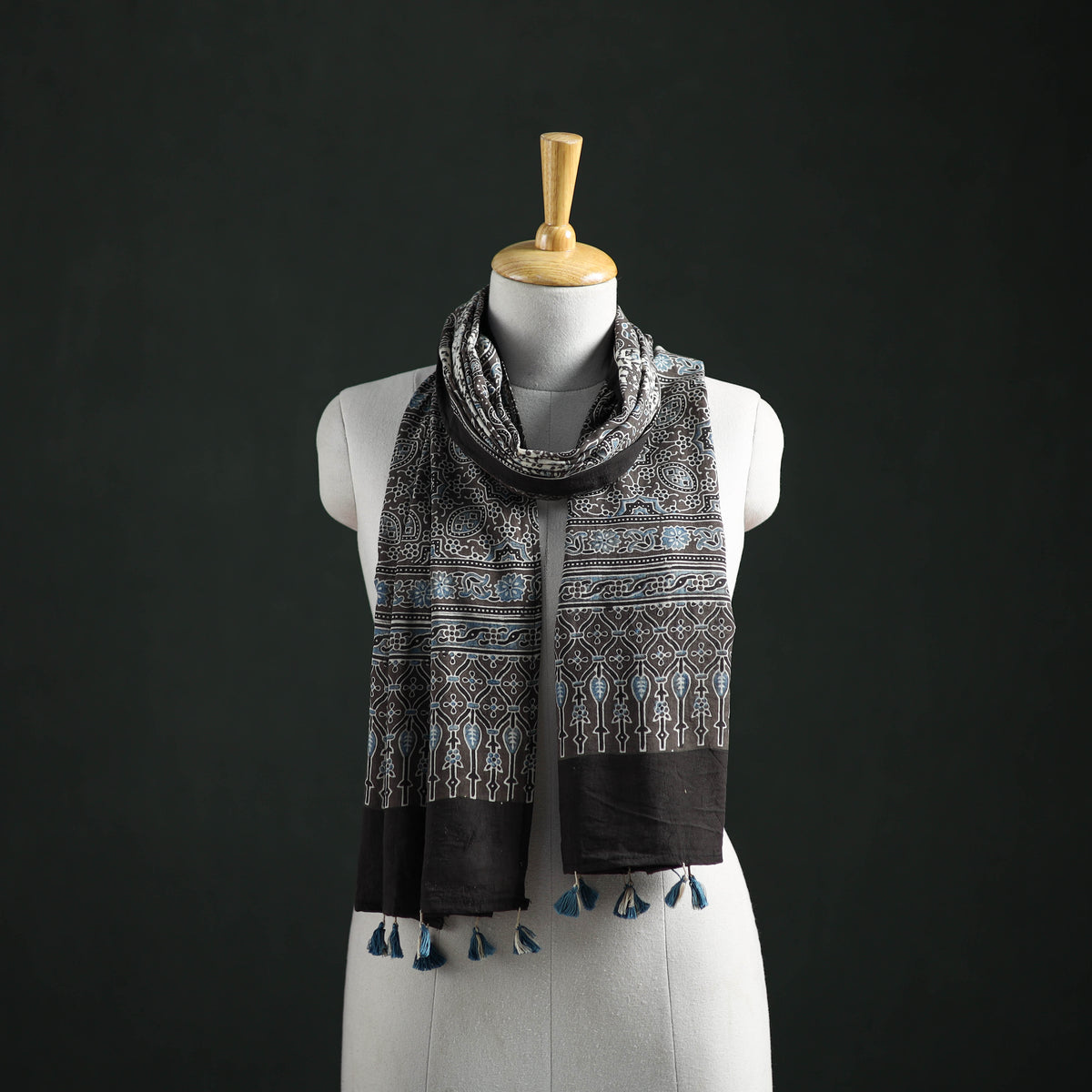 Pure Mul Cotton Ajrakh Hand Block Print Natural Dyed Stole 13