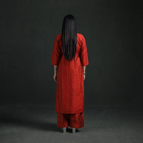 Spun Dupion Viscose Silk Zari Buti Straight Kurta with Palazzo Set for women 03