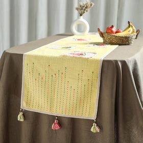Yellow - tribal hand embroidered table runner by kamli 02
