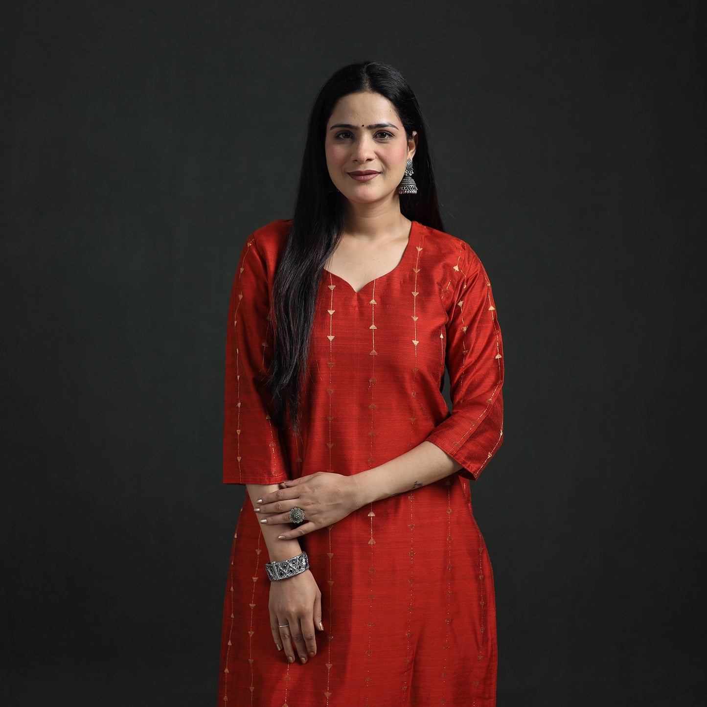 Spun Dupion Viscose Silk Zari Buti Straight Kurta with Palazzo Set for women 03