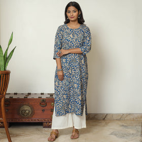 Buy Kalamkari Printed Cotton Straight Kurta 14 Online at iTokri.com