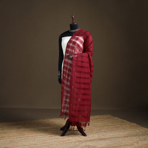Maroon - Pure Handloom Cotton Mangalagiri Dupatta 66