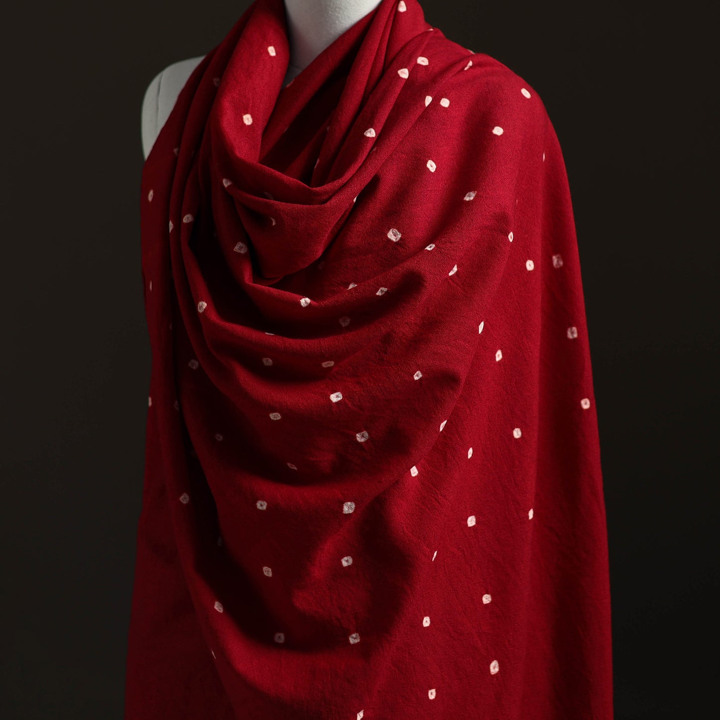 Kutch Handwoven Merino Wool Bandhani Tie-Dye Shawl 25