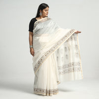 block printed silk saree