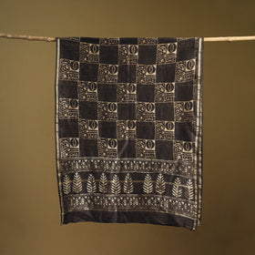Brown - Pipad Hand Block Print Natural Dyed Chanderi Silk Handloom Dupatta 05