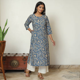 Buy Kalamkari Printed Cotton Straight Kurta 14 Online at iTokri.com