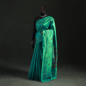 Green - Hand Embroidered Silk Saree 26