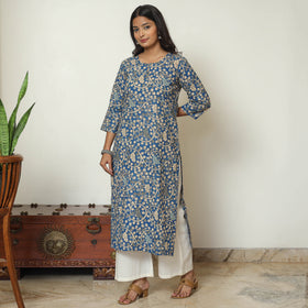Buy Kalamkari Printed Cotton Straight Kurta 14 Online at iTokri.com