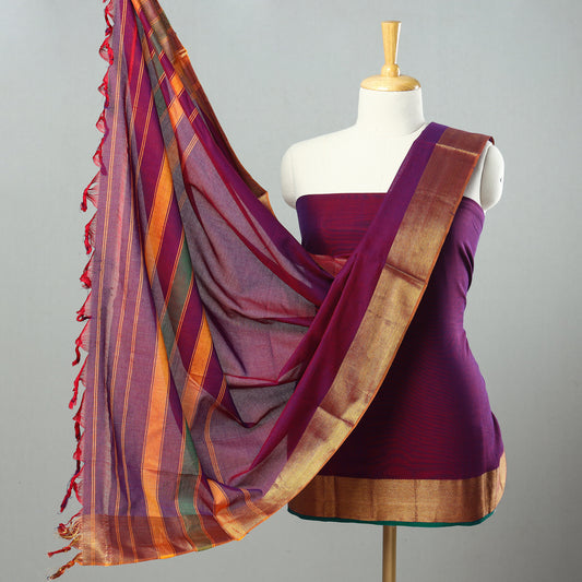 Purple - 3pc Dharwad Cotton Suit Material Set 12