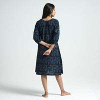 Black & Blue - Bindaas Art Block Printed Cotton Dress