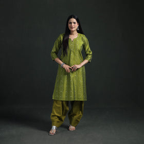 Spun Dupion Viscose Silk Thread Buti Straight Kurta with Salwar Set for women 10