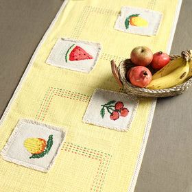 Yellow - tribal hand embroidered table runner by kamli 02