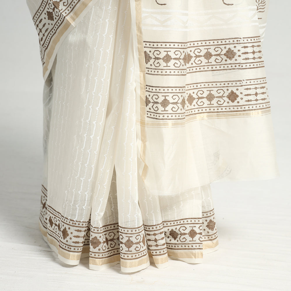 block printed silk saree