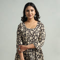 Black - Kalamkari Printed Tiered Cotton Dress