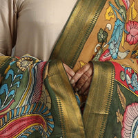 Brown - Chanderi Silk Srikalahasti Handpainted Pen Kalamkari Dupatta 73