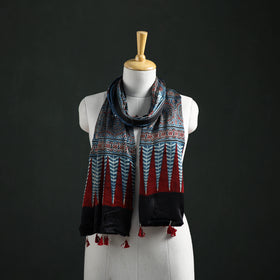 Modal Silk Ajrakh Hand Block Print Natural Dyed Stole 16