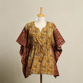 Buy Yellow Block Print Bagru Cotton Kaftan (Short)