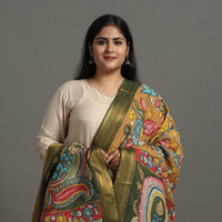 Brown - Chanderi Silk Srikalahasti Handpainted Pen Kalamkari Dupatta 73