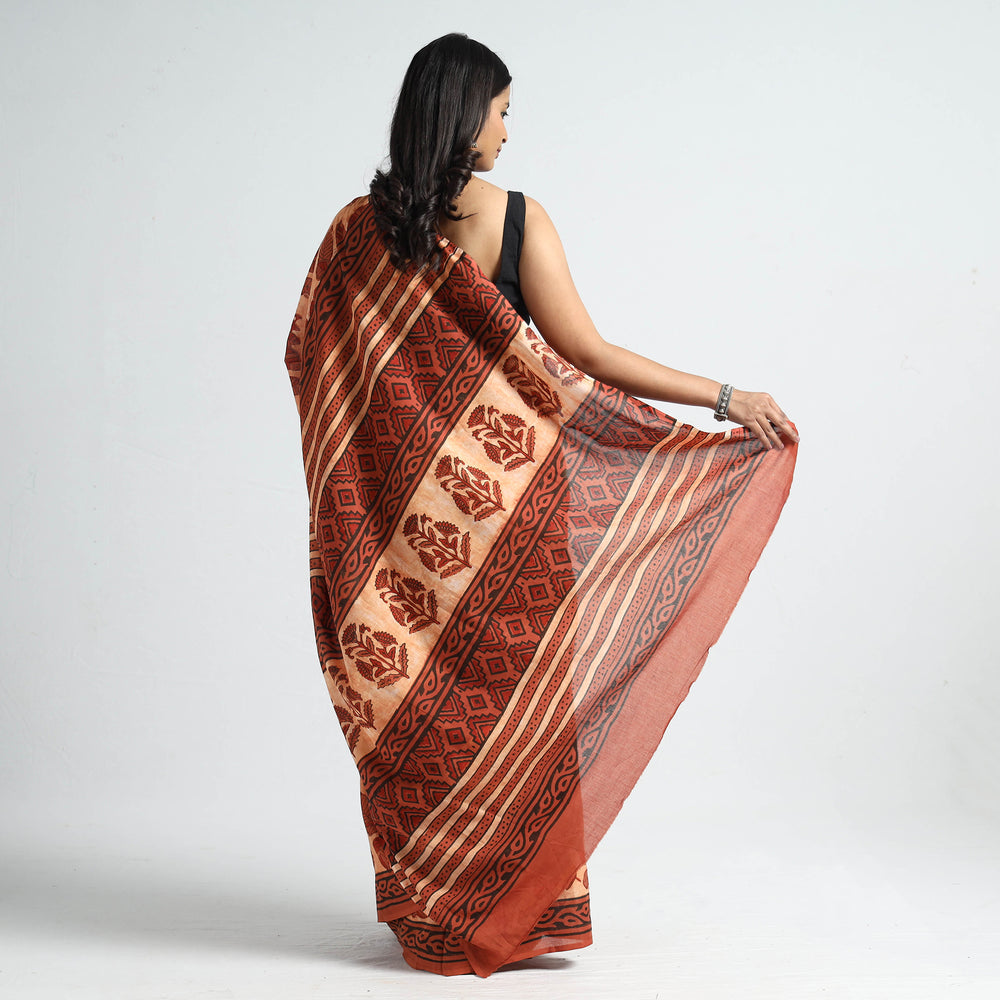 ajrakh cotton saree