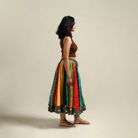 Multicolor - Bandhani Tie-Dye Patchwork Cotton Short Skirt 48