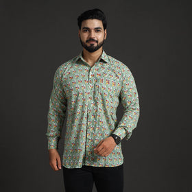 Buy Sanganeri Block Printed Cotton Men Shirt 09 l iTokri.com