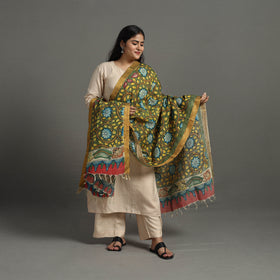 Green - chanderi silk srikalahasti handpainted pen