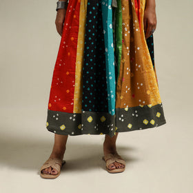Multicolor - Bandhani Tie-Dye Patchwork Cotton Short Skirt 48