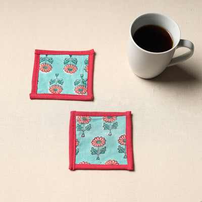 Green Handmade Cotton Coasters (Set of 2)