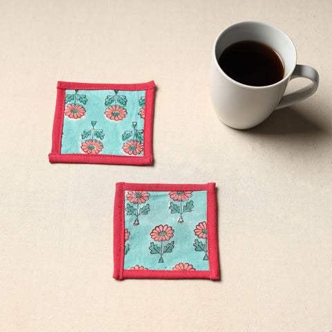 Green Handmade Cotton Coasters (Set of 2)