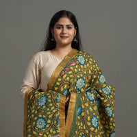 Green - Chanderi Silk Srikalahasti Handpainted Pen Kalamkari Dupatta 74